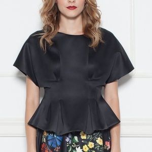 Peplum satin black top